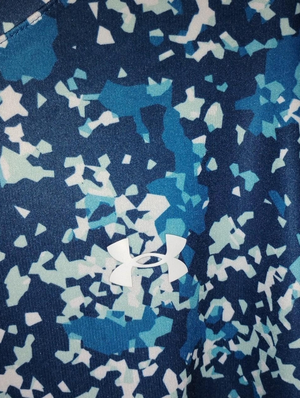 Under Armour Women's Velocity Terazzo SS Shirt - Blue/Teal Digital Print_ Size L - Picture 6 of 8